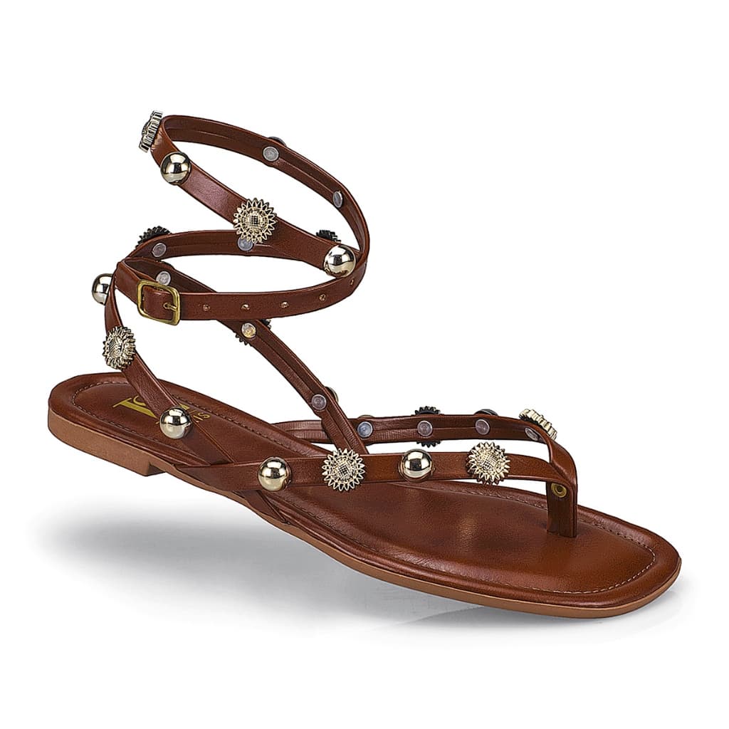 Sandalia Feminina Rasteira Rasteirinha Spike Gladiadora Confortável 065-080