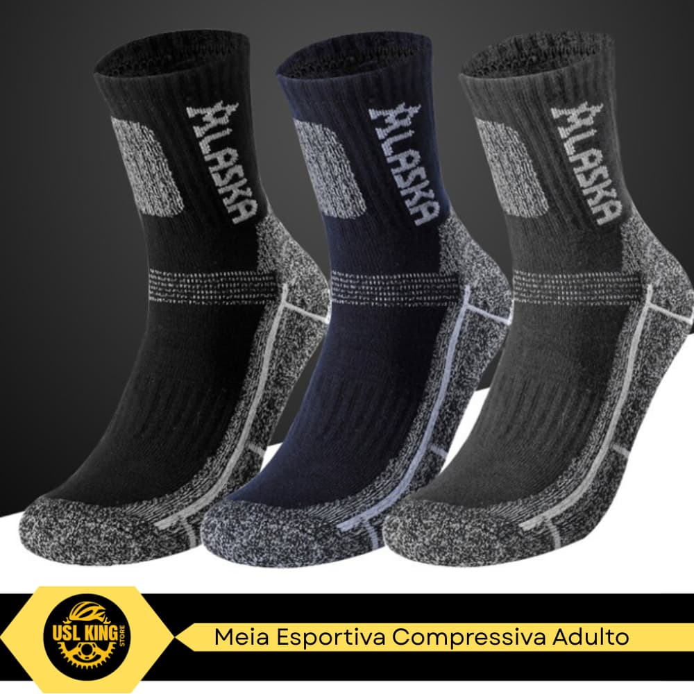 Meia Esportiva Alaska/Meia de Ciclismo/Meia Térmica Compressiva/Corrida/Ciclsmo/Pedal (MEI-02)