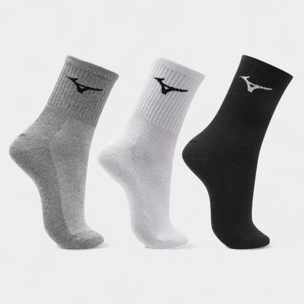 Kit Meia Mizuno Cano Médio Training Pacote com 3 pares - Branco e Preto