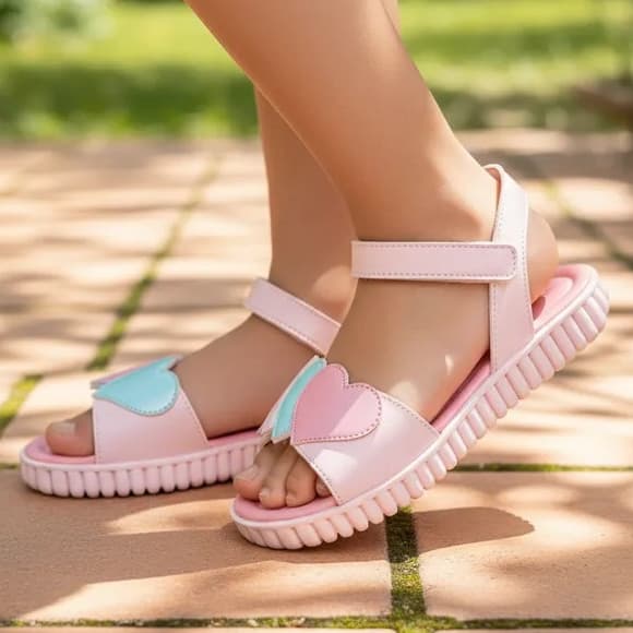 Sandalia infantil Pampili sandalia menina sandalia rosa Candy Corações Sobrepostos rosa suspiro