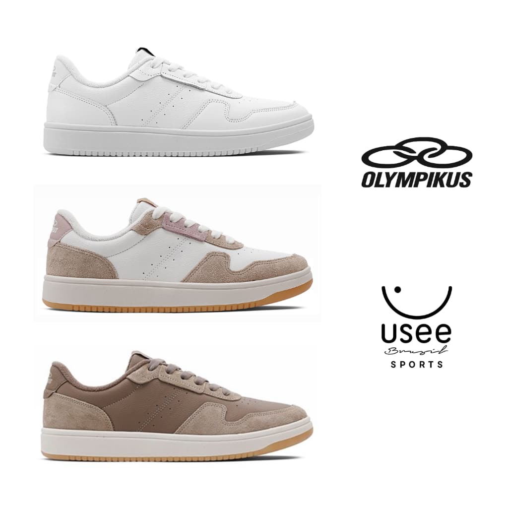 Tênis Olympikus Eros Masculino marrom com sola marrom e detalhes rosa