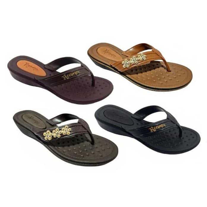 Sandálias ortopédicas femininas kit 12 pares marrom e preto com detalhes dourados