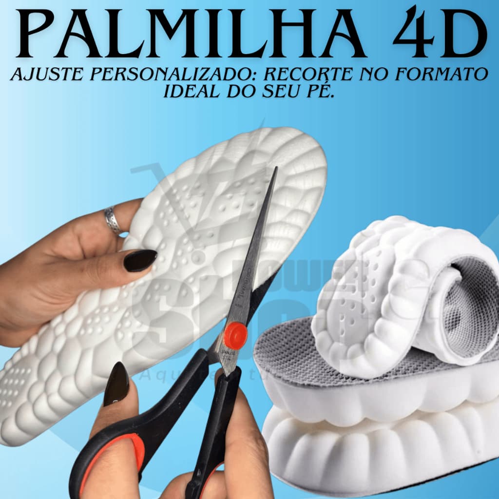 Palmilha Esportiva 4D Super Soft PAR Palmilha de Corrida Ortopédica Palmilha Recortável
