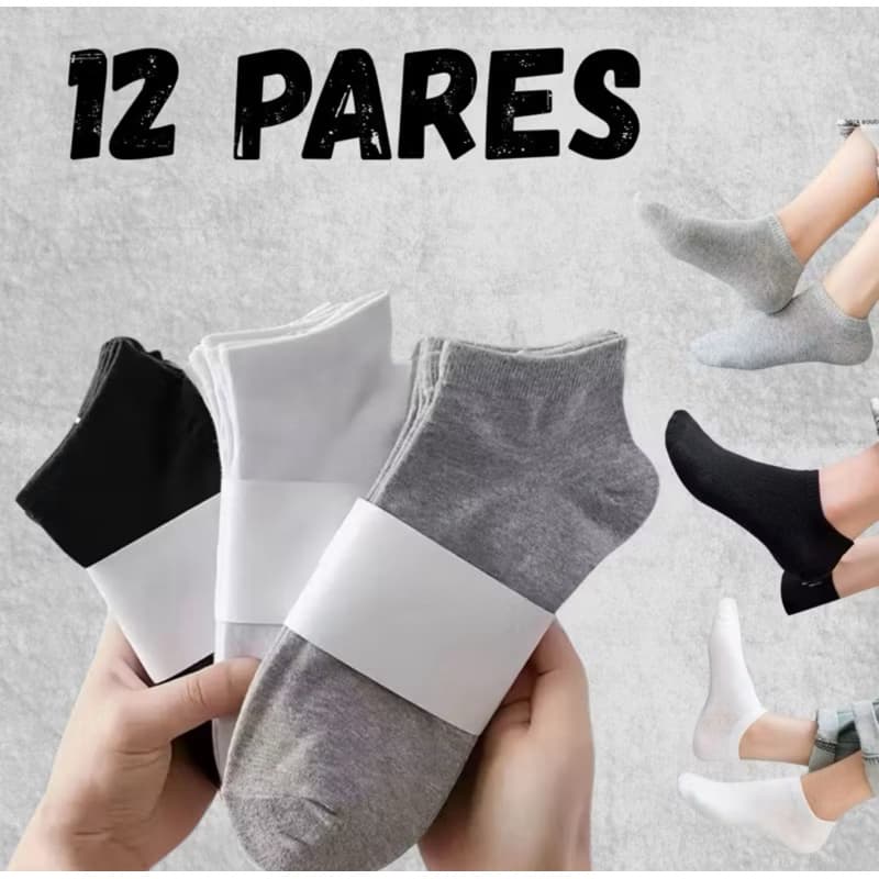 KIT 12 Pares de Meia Cano Curto Meia Curta Meia Soquete Masculina Feminina Unissex Meia Pequena
