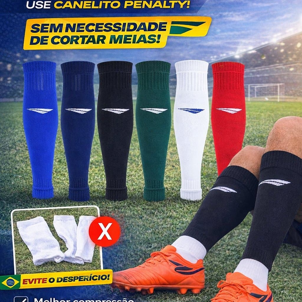 Meião Canelito Penalty futebol original Adulto e Infantil ajustado - meia sem pé