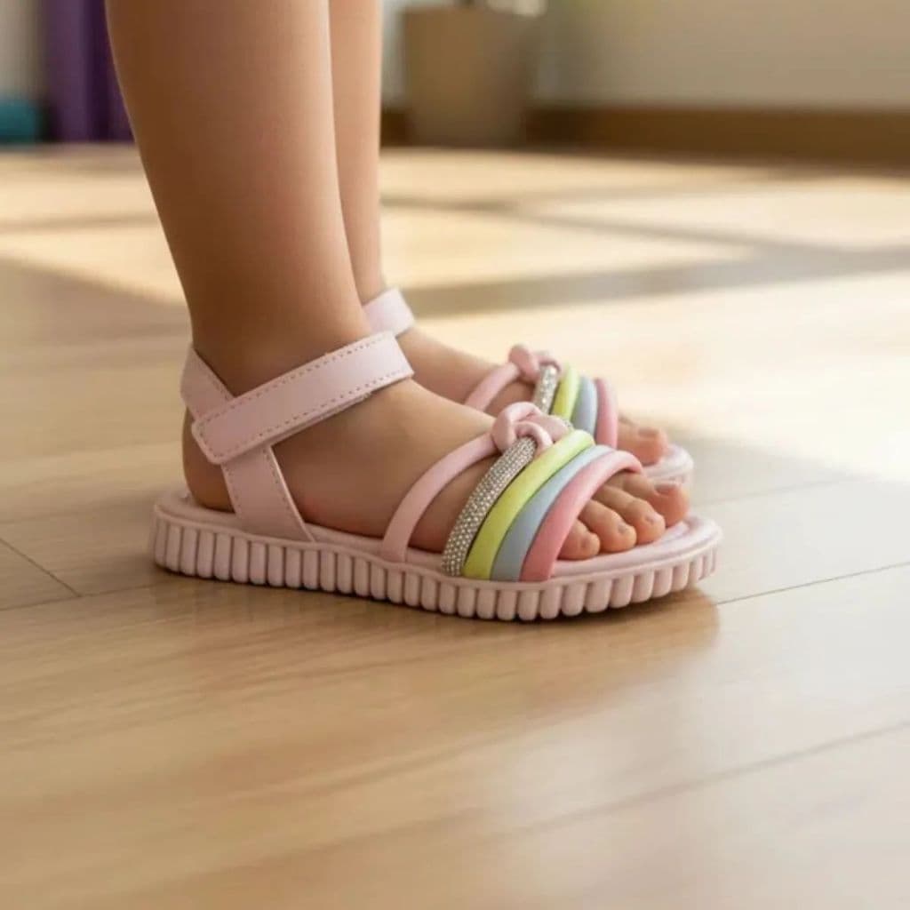 Sandália papete Pampili Candy Nó e Strass sandalia infantil sandalia menina colorida