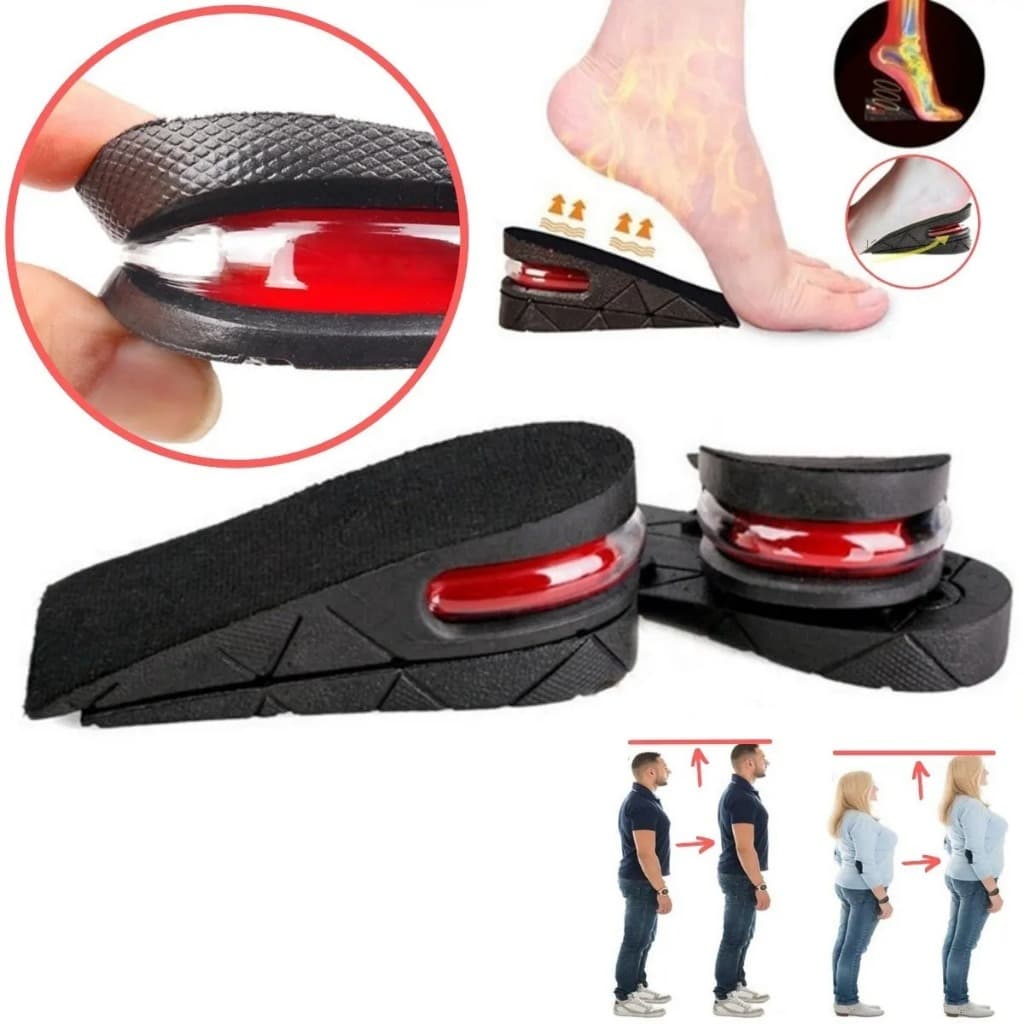 1 par de palmilhas anti impacto palmilha almofada com elevação De Altura Palmilha Para Sapato Que Eleva Altura Até 9cm