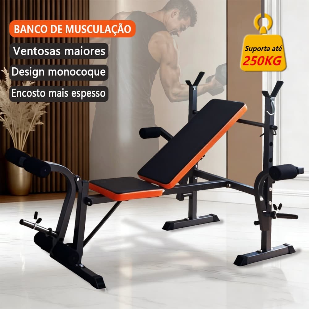 Estação de Musculação e Banco de Supino Banco de Musculação Multifuncional Treino de Corpo Inteiro