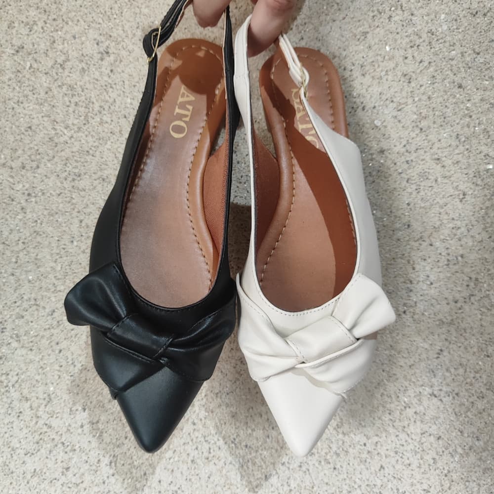 Kit 2 Pares Sapatilha Sandália Slingback Feminina Confortável Bico Fino Aberta Atrás Look Perfeito