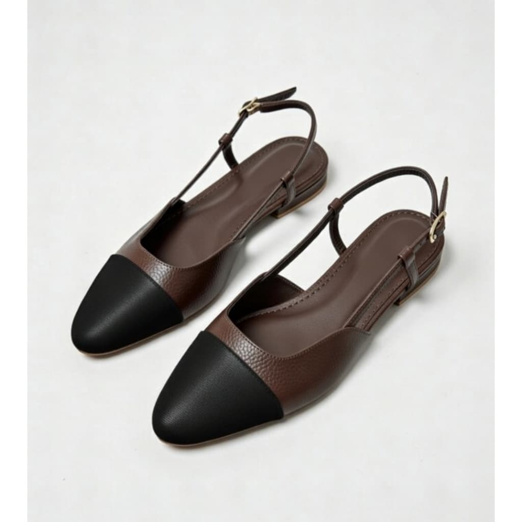 Sapatilha Sapato Sandália Bicolor Mule Slinback Feminina Aberta Moderna Moda Confortavel.