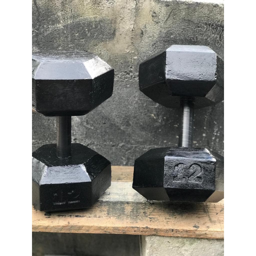 Par de Halter de 12kg - Halter sextavado de cimento - Treino em casa - Halter de 12kg