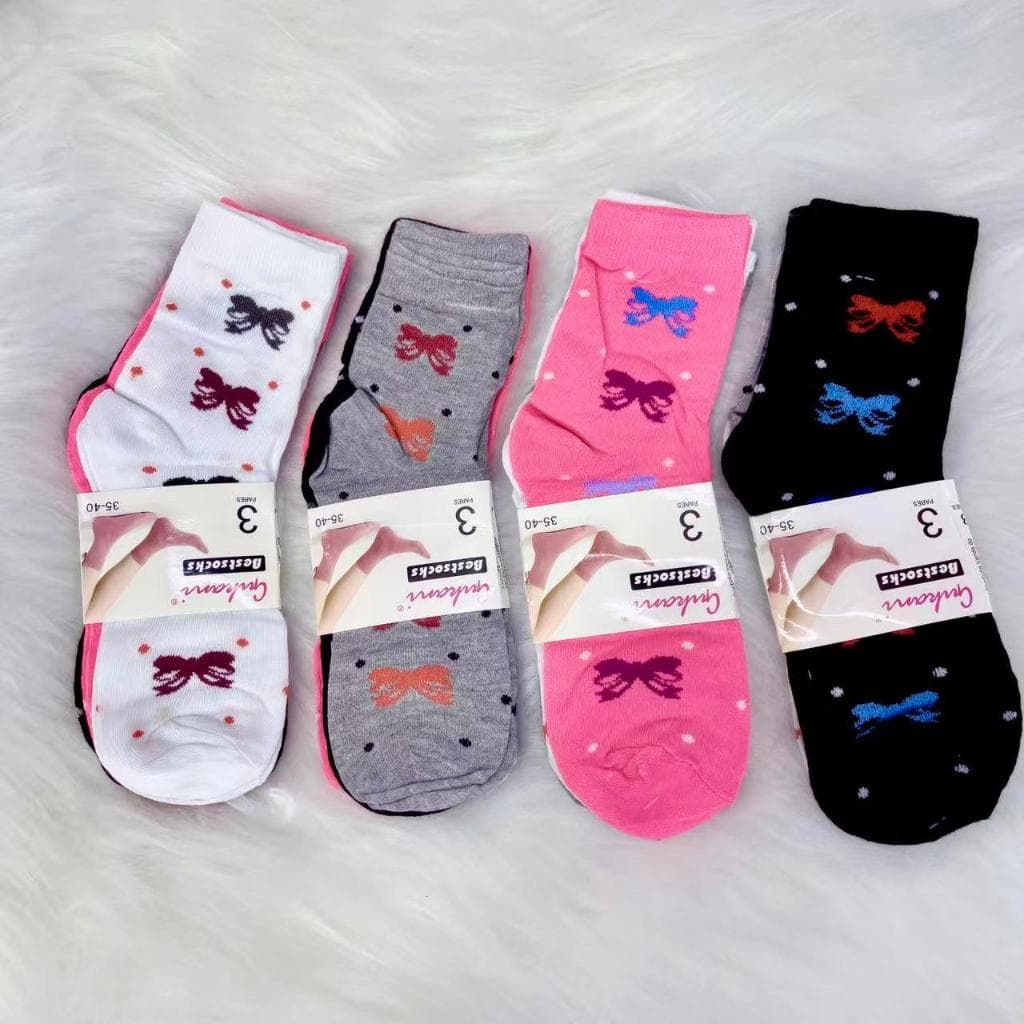 Meias femininas, Meias cano baixo, Meias com estampa de laço, Kit de meias femininas, Meias de algodão, Meias confortáve