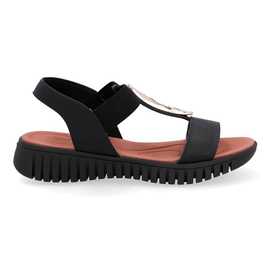 Sandália Feminina Rasteira Usaflex Couro Original Confortável Calce Fácil Anatômica Casual Elastico
