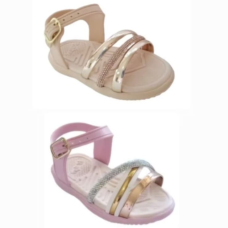SANDALIA INFANTIL BABY KIT 2 SANDÁLIAS 19/20 AO 23/24 ROSA E DOURADO