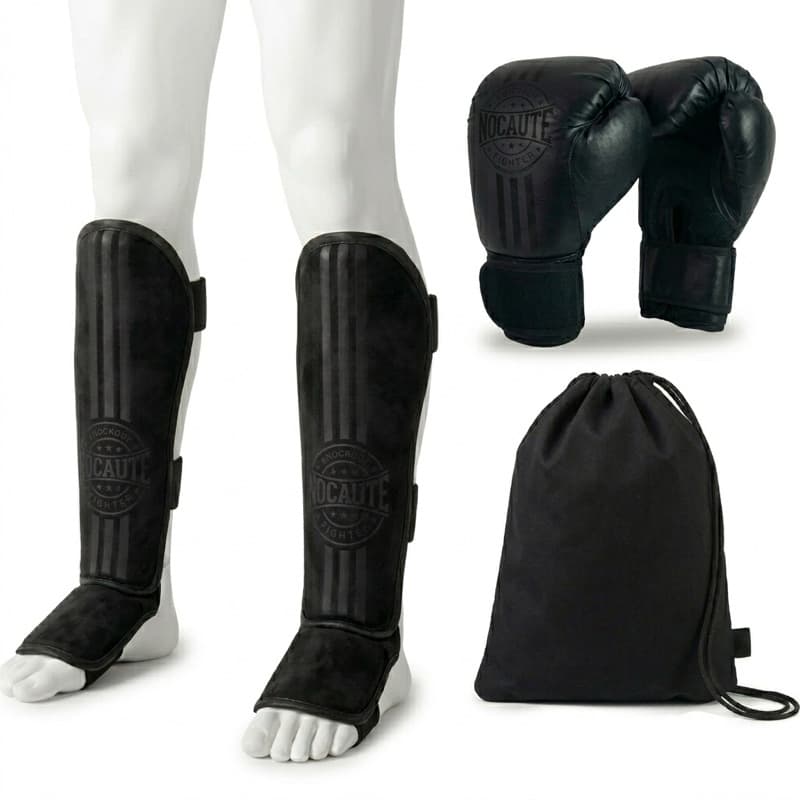 Luva Boxe Muay Thai Completo Luva + Caneleira + Saquinho porta luva Treino
