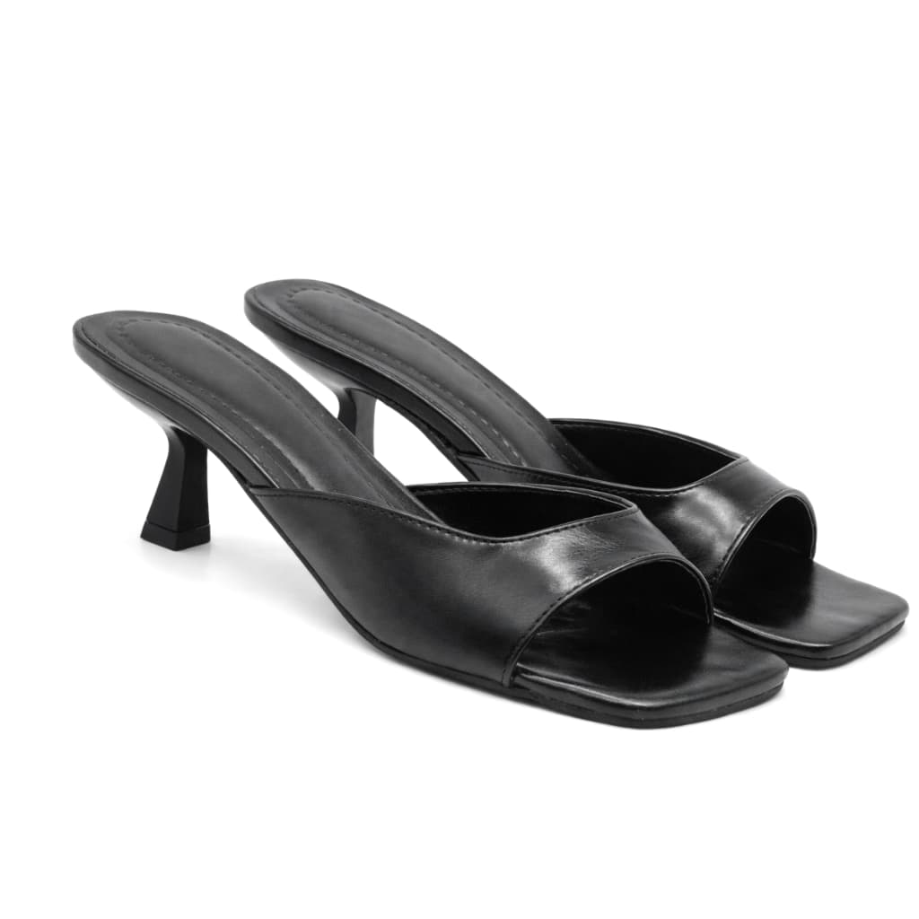 Tamanco Feminino Kitten Heel Sandalia Salto Baixo Preta 5414