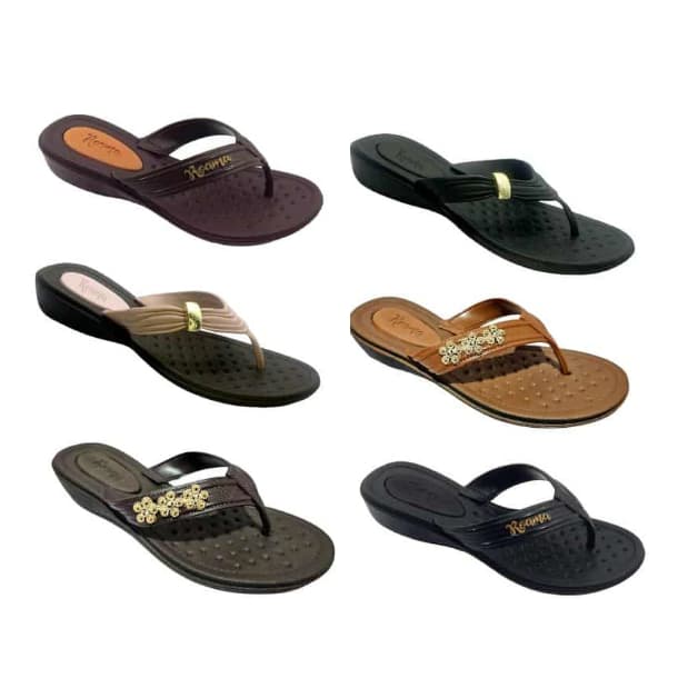Kit de 10 pares de sandálias ortopédicas estilo chinelo de dedo para senhora, atacado, diversas cores.