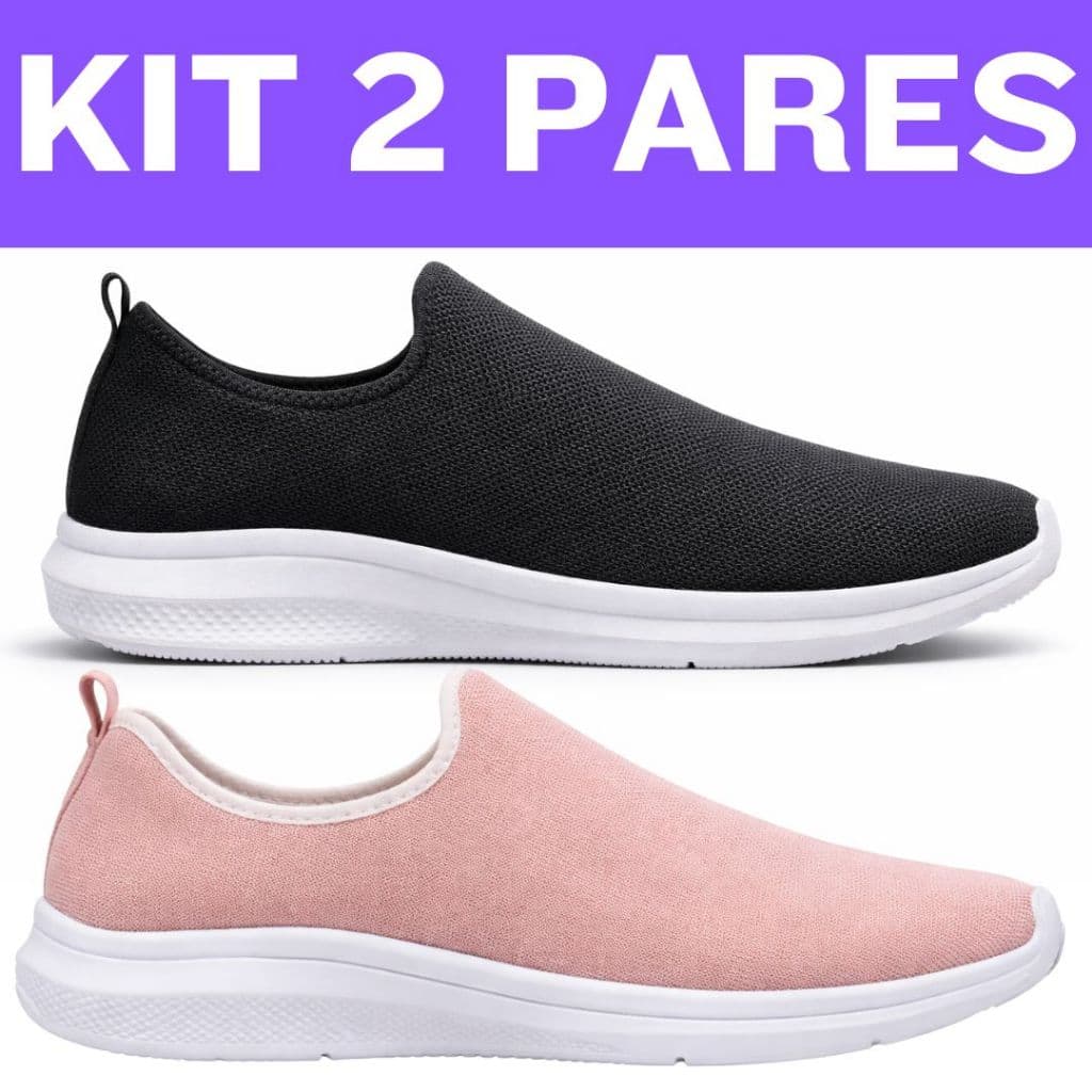 Tenis Meia Feminino Slip on 2 Pares Calce Facil Tenis Academia Corrida Caminhada Calce Facil Leve