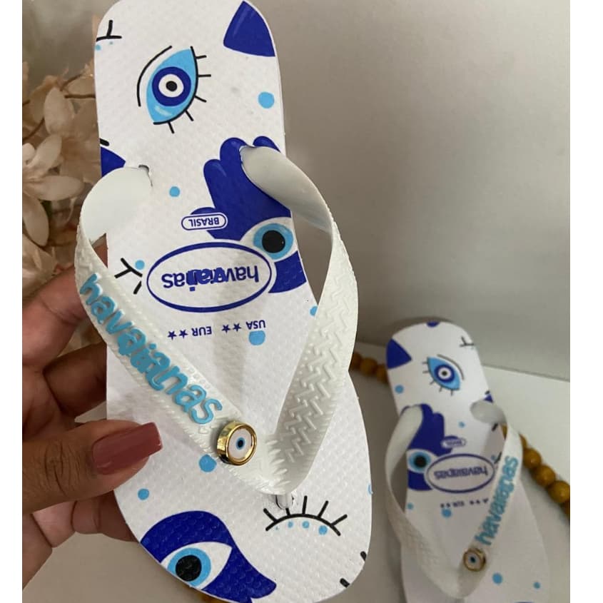 sandália feminina chinelo adulto feminino olho grego chinelo farm