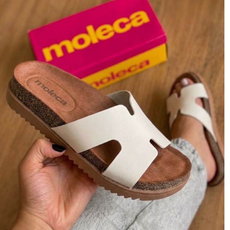 Sandália Moleca Slide Feminina Flatform Tiras Sandália Tamanco Papete Original