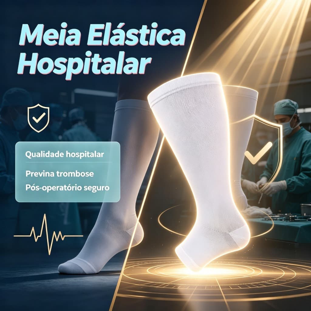 Meia Elástica Hospitalar 3/4 – Previne Trombose, Pós-Operatório, Circulação, Qualidade Superior