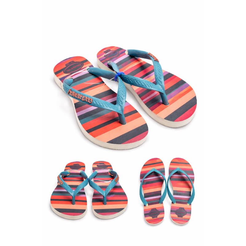 Chinelos Havaianas Infantis com Listras Coloridas Tamanho 23/24
