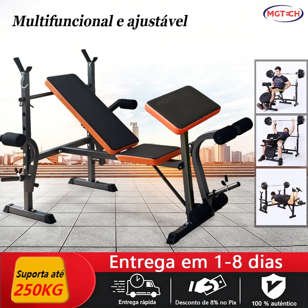 Estação De Musculação Banco De Supino Suporte De Supino Multifuncional Almofada Ajustável Treino De Corpo Inteiro