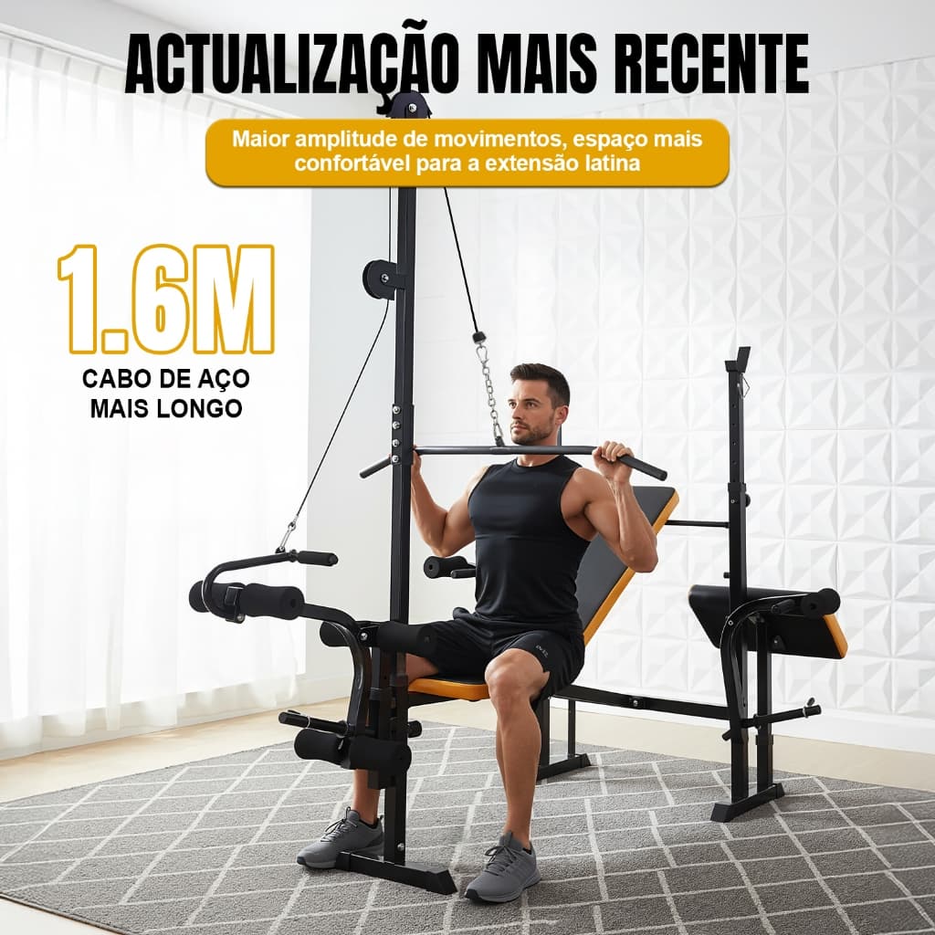 Banco de Supino Regulável JOYFOX - Estação de Musculação Multifuncional para Treino em Casa