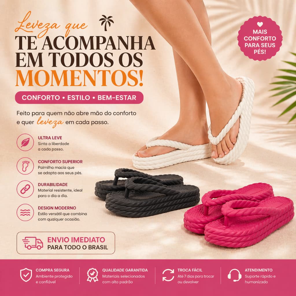 Sandália Tranca Nuvem Feminina Ortopédica Nuvem Feminino Plataforma Trançado Sandália 3 Tiras Ortopedico Confortável