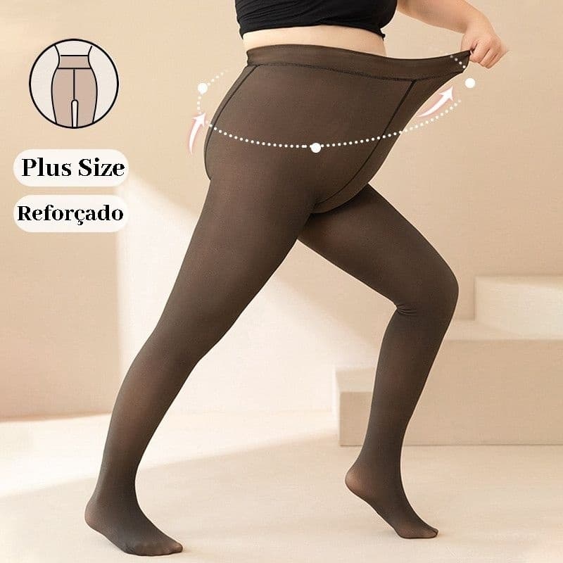 Meia Calça Térmica Plus Size - Preta e com Forro Quentinho Meia calo térmica sexy meia calça