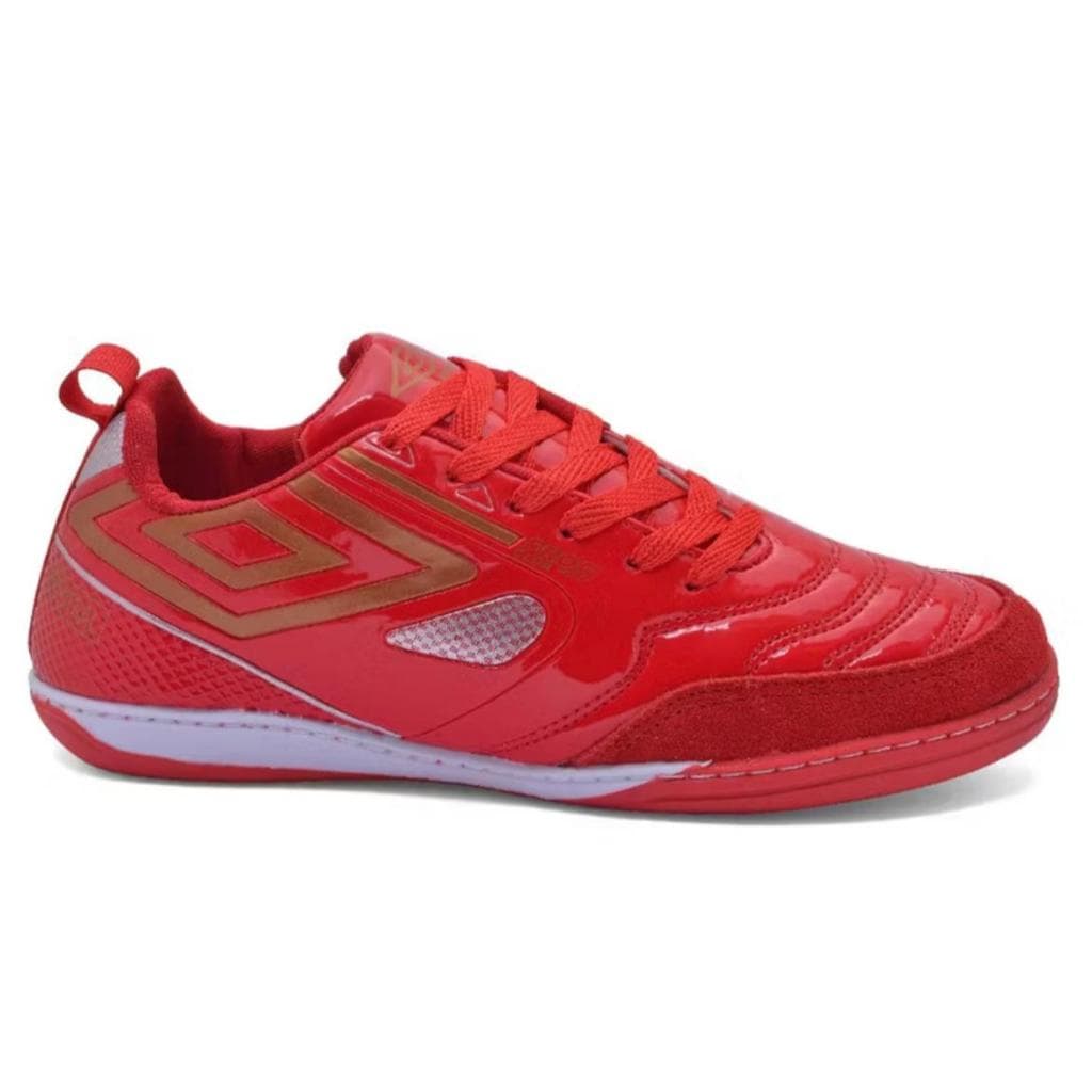 CHUTEIRA / TENIS Chuteira Futsal Dragon Vermelha Verniz Para Jogos de Futebol Quadra Salão Sola Colada e Costurada
