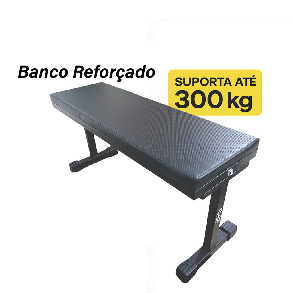 Banco Musculação Academia Supino Reto  90x30x42cm Preto Rúntter
