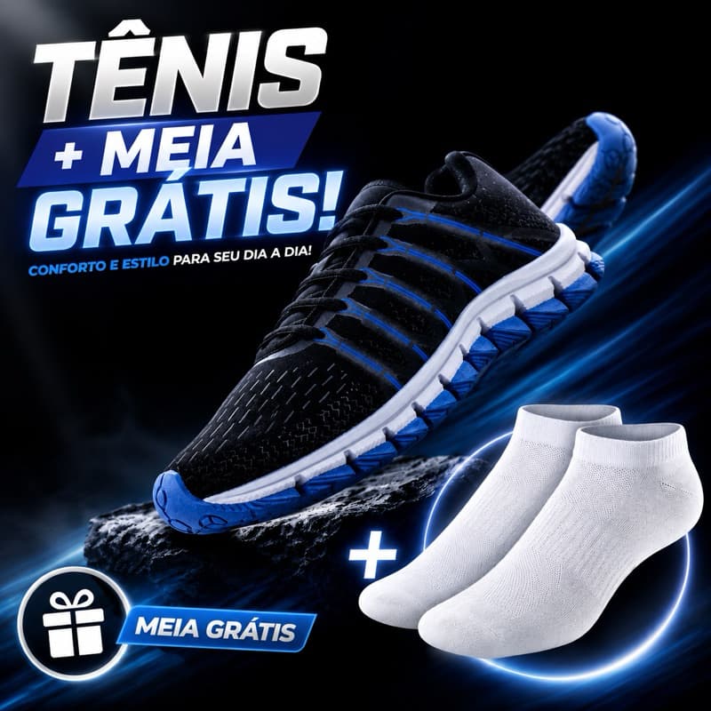 tênis masculino esportivo mais meia grátis tênis super leve e macio para academia caminhada e uso diário linha premium