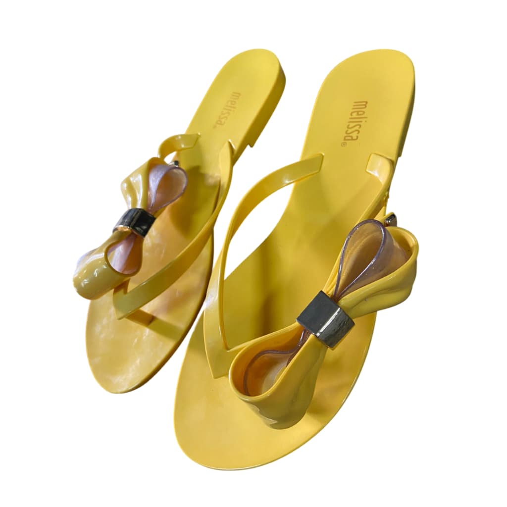 Enjoei Rasteirinha Melissa  Tam: 32/33 Amarela com Laço Rasteira Feminina Melissa