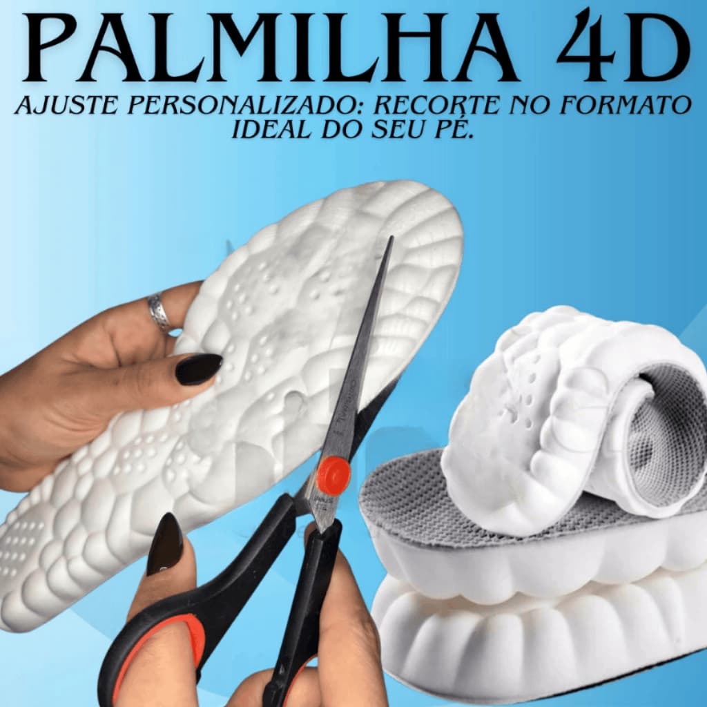 Palmilha Esportiva 4D Super Soft PAR Palmilha de Corrida Ortopédica Palmilha Recortável