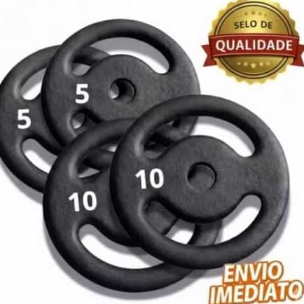 Kit Par Anilhas de 10kg (2x10 kg) + Par Anilhas 5kg  (2x5 kg) Pintura Reforçada academia