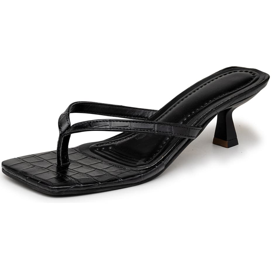 Tamanco Feminino Kitten Heels Preto Sandália Salto 5410