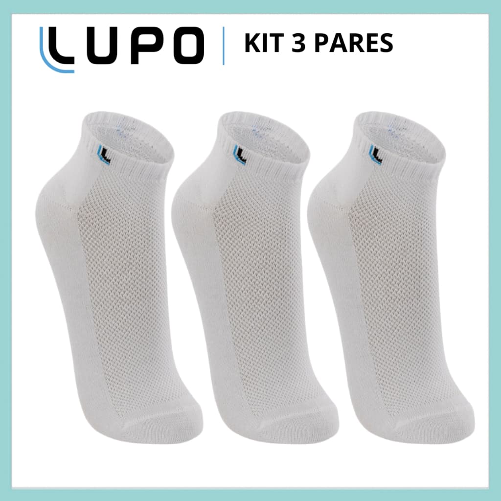 Kit 3 Pares de Meia Lupo Cano Curto Original Baixo Meia Invisível Unissex Esportiva Algodão 3225-089