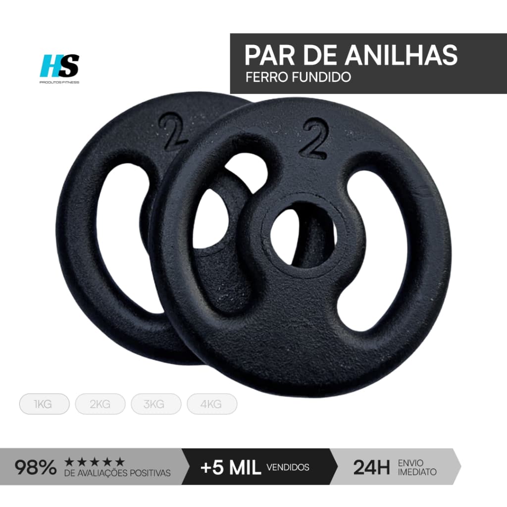 Par de Anilha De 1kg a 4kg | 2X Anilhas Peso de Academia Musculação Treino em Casa Fitness Funcional