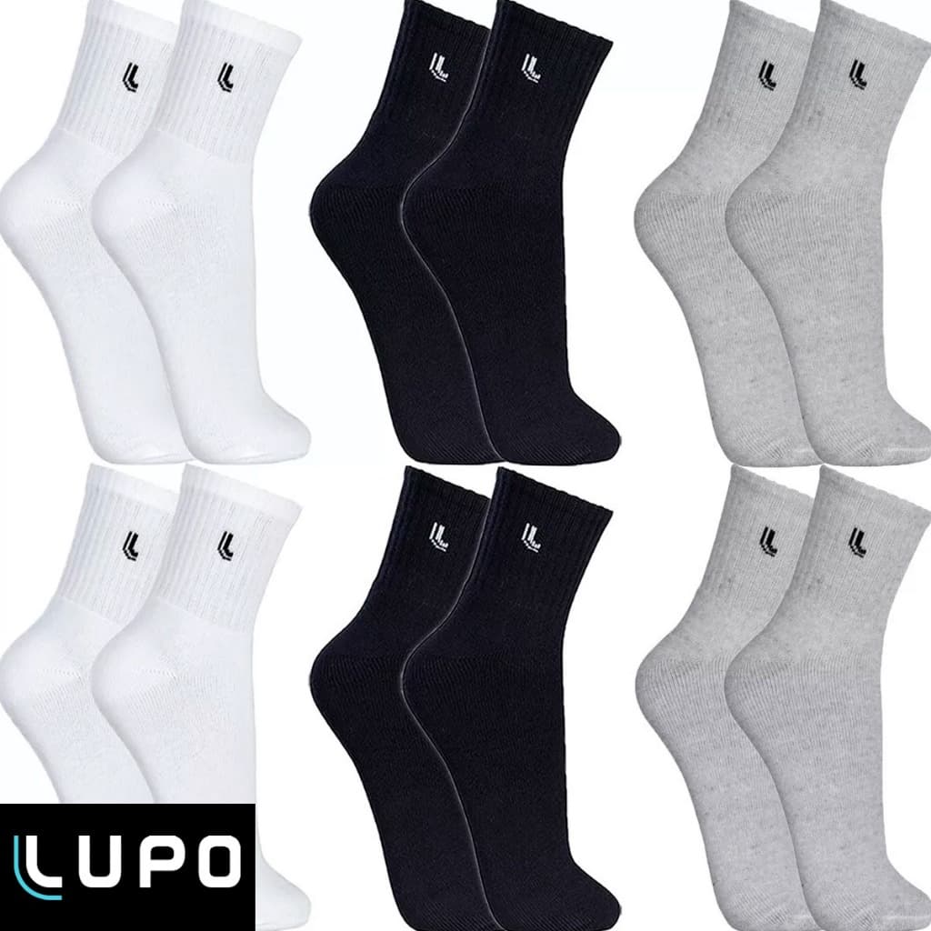 Kit 6 Pares Meias Lupo Cano Médio Alto Longo Meia algodão Original Frio Casual Confortável Atoalhada