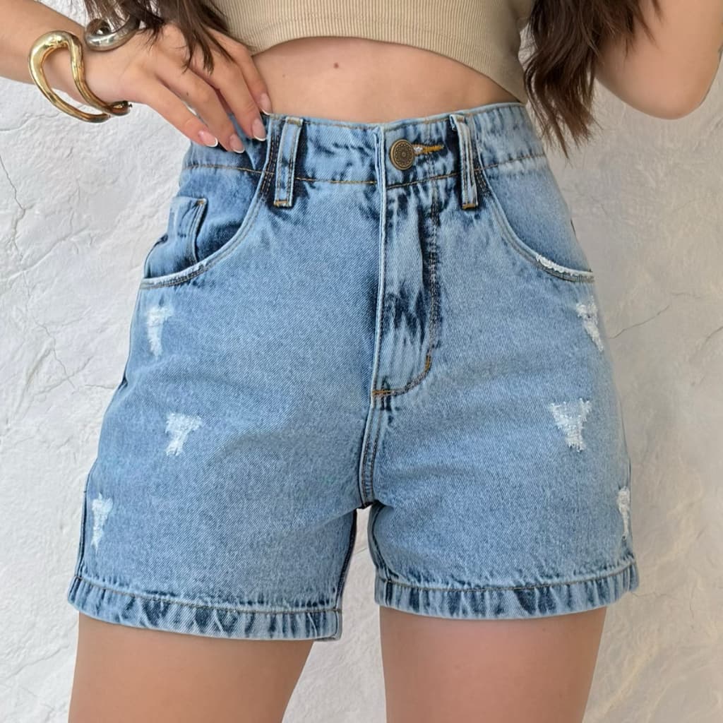 Short Jeans Feminino Cintura Alta Meia Coxa Bermuda Jeans Mom Boyfriend Mom Soltinho Moda Verao