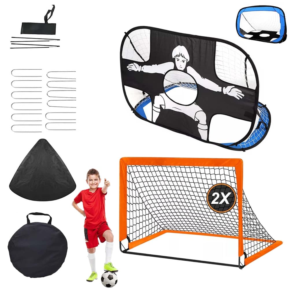 Conjunto de 3 peças para treinamento ao ar livre, rede portátil para gol de futebol (com poste de gol de futebol