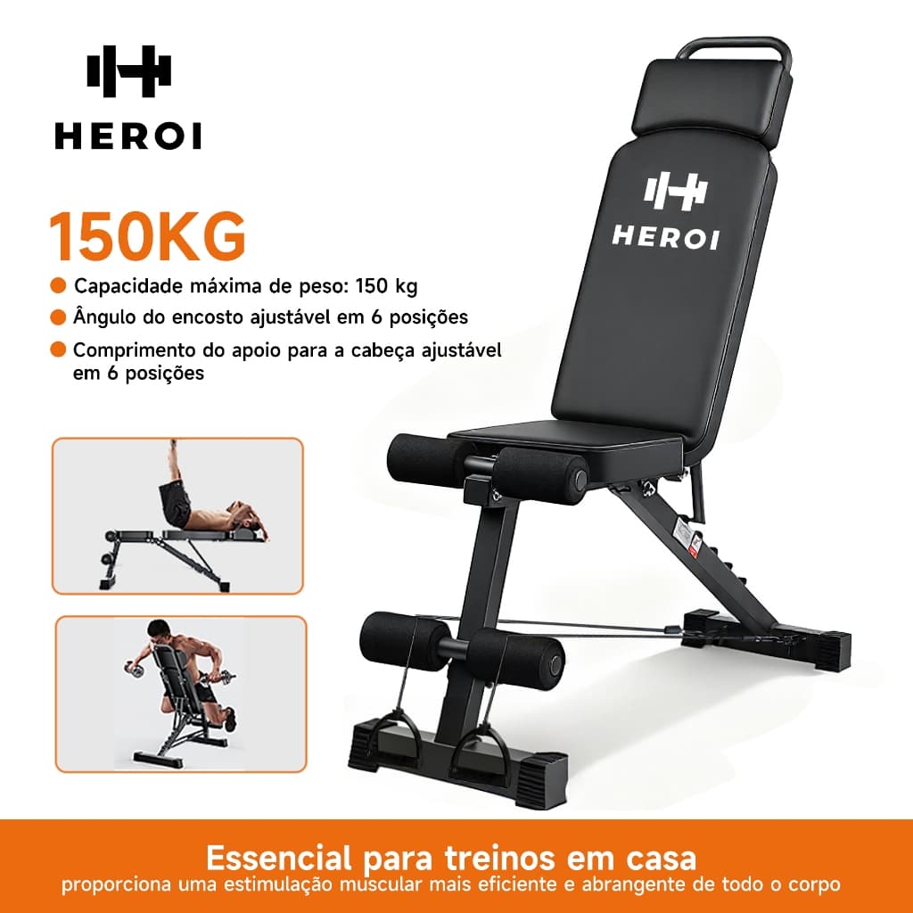 HEROI Banco de Supino Ajustável Multifuncional para Musculação Treino em Casa Suporta 150kg