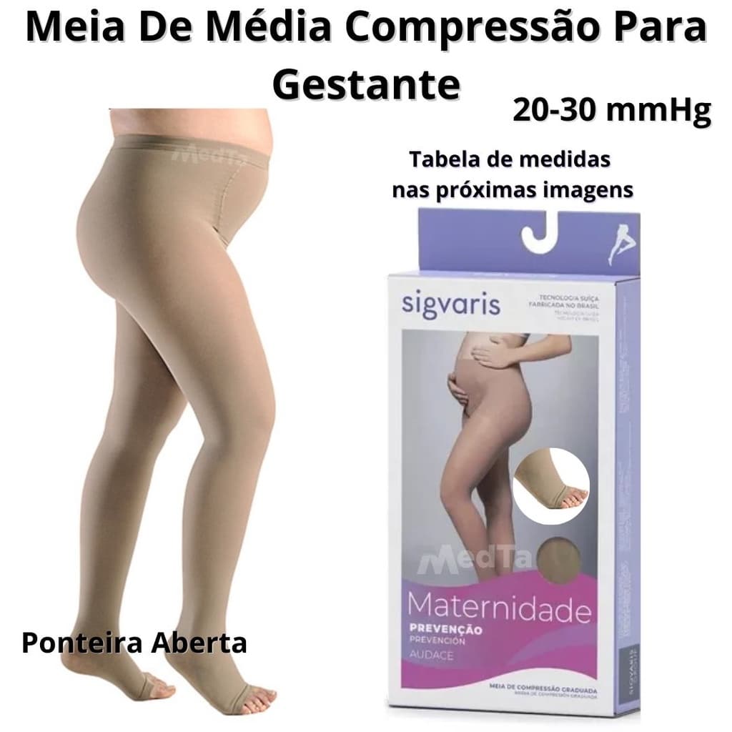 Meia Calça Materna Média Compressão Cor Natural Sigvaris 20-30mmHg (Meia Para Gestante)