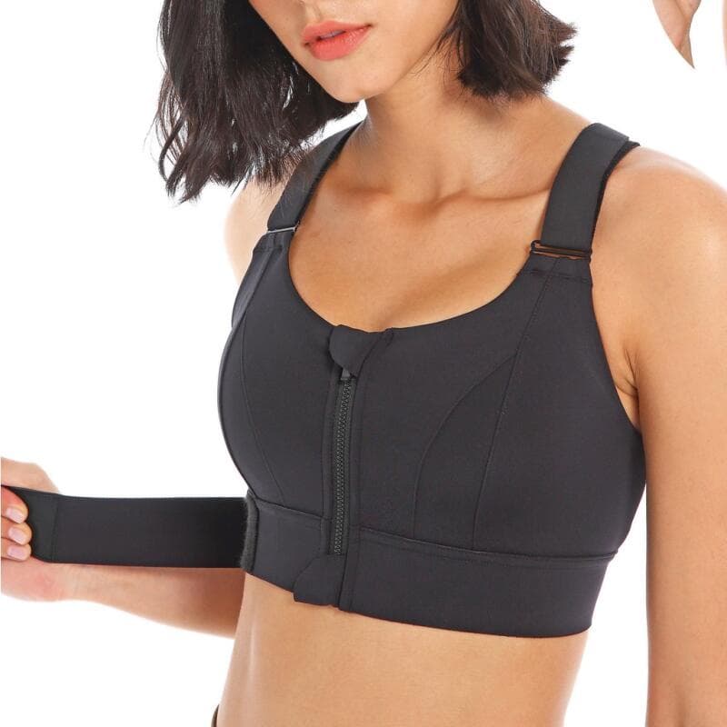 Top Alta Sustentação/ Soutien Esportivos / Top Alto Impacto/ Sutiã Top academia；Crop Top Yoga Colete Frontal Com Zíper Plus Tamanho Alça Ajustável Anti-Impacto Ginásio Fitness Atlético