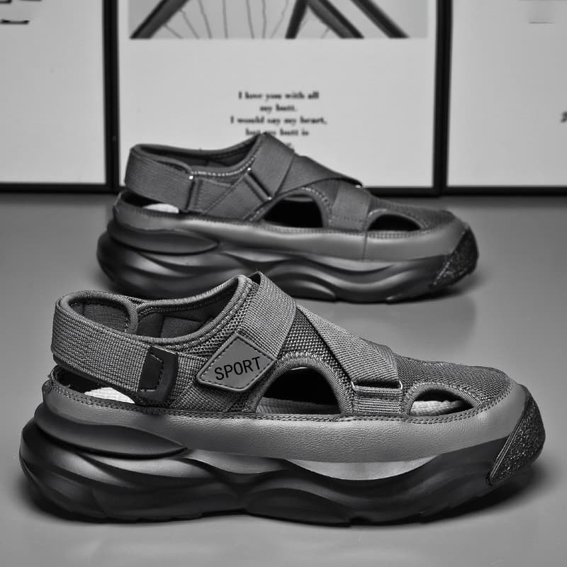 2025 novo estilo sandálias masculinas casuais All-Match sandálias juventude respirável na moda oco legal sandálias de Ve