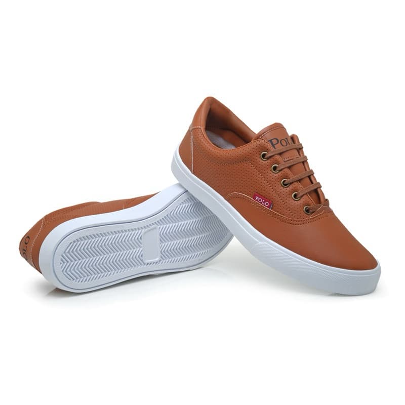 Tenis Masculino Polo Boxster Casual Marrom com Sola Branca