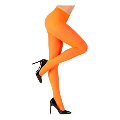 Meia Calça Fina Inteira Tamanho Adulto cor LARANJA NEON - Festa Fantasia Balada Halloween e Carnaval