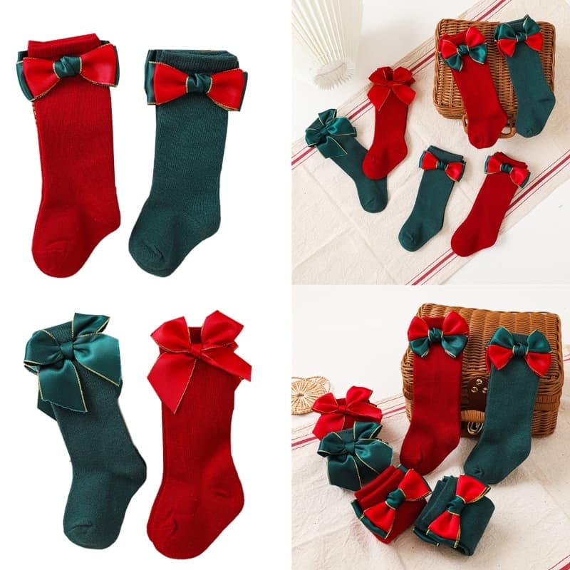 Meias Temáticas De Natal HO Com Decoração De Laço Para Bebês Meninas 2024 Ano Novo