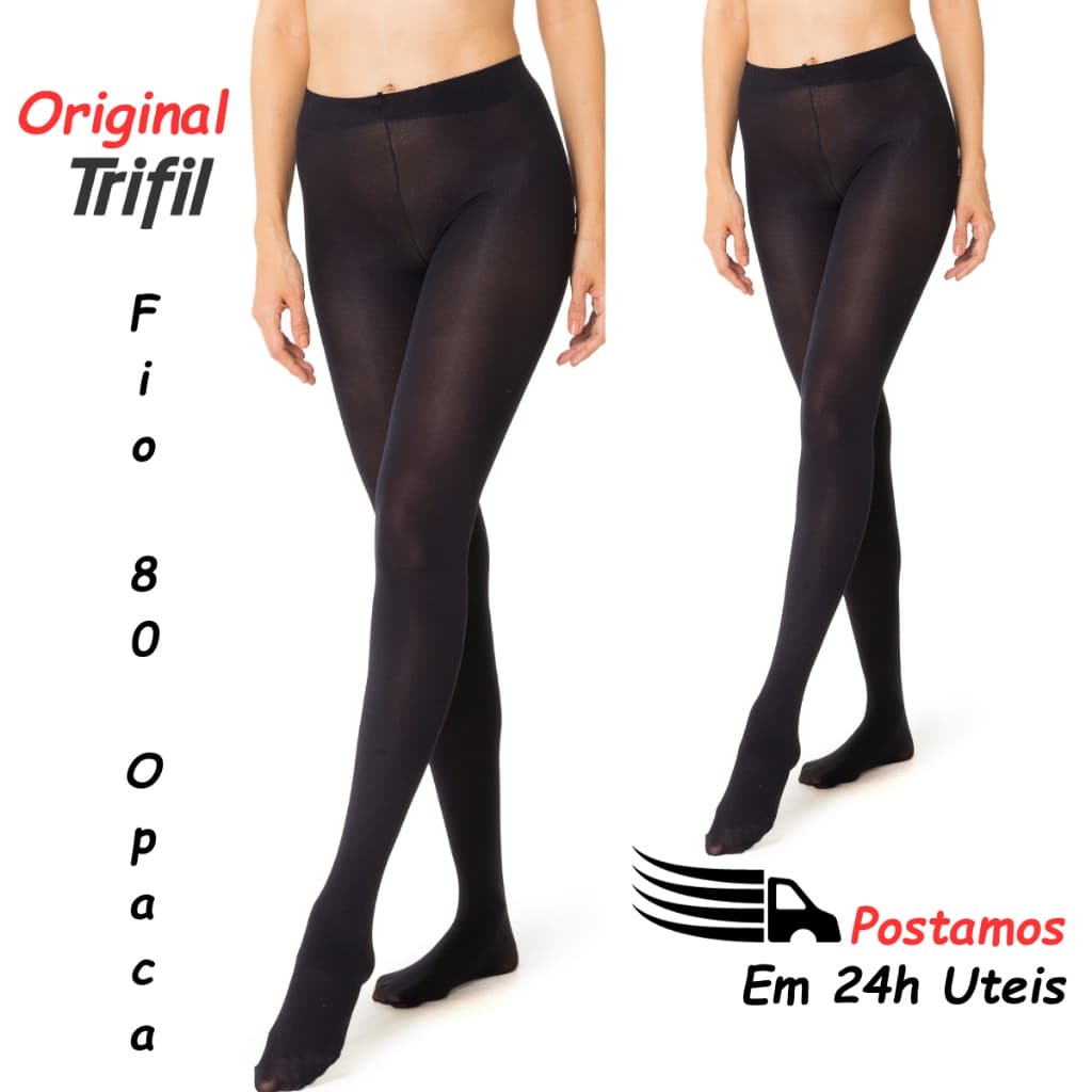 kit 2 Meia Calça Fio 80 Trifil 6352 Inverno Poliamida Opaca Meia Calca
